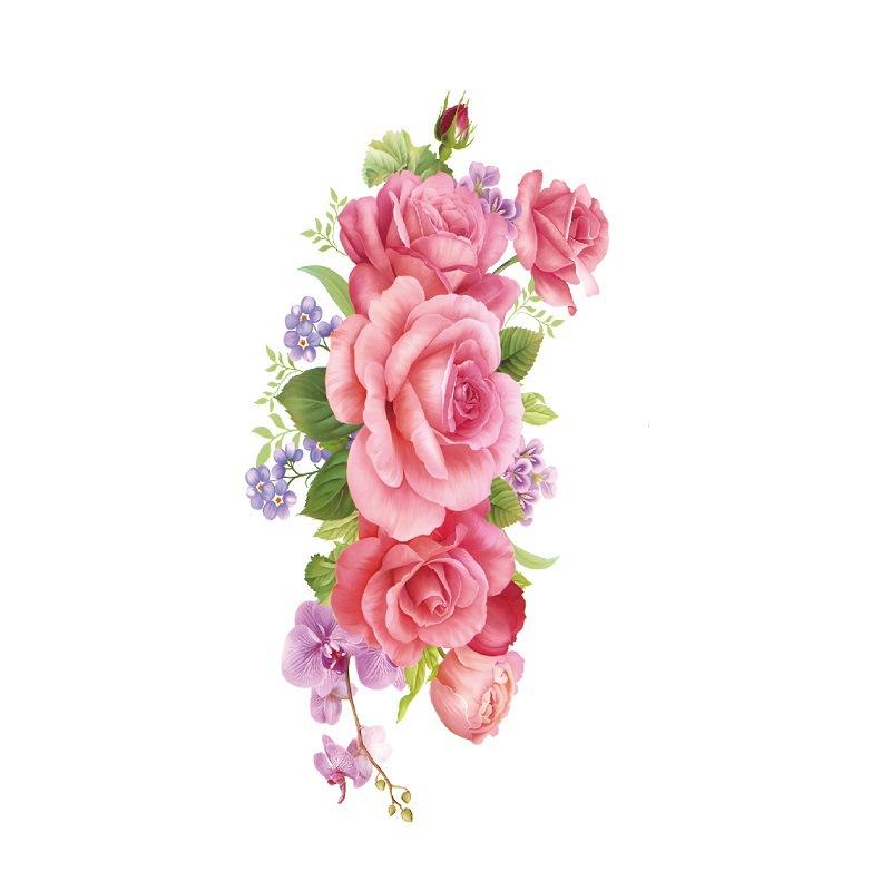 Adesivo de tatuagem de flor de rosa azul, flor de ameixa, padrão grande, capa de braço, adesivo de tatuagem à prova d'água, amostra de tatuagem