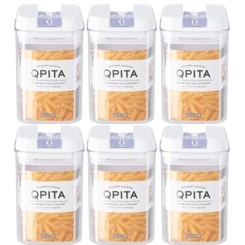 

[6-Piece Set] Fuji Boeki Stackable Lock Canisters, Cupita, 800ml x 6-Piece Set, Plastic Storage Containers, Square, Kitchen Storage