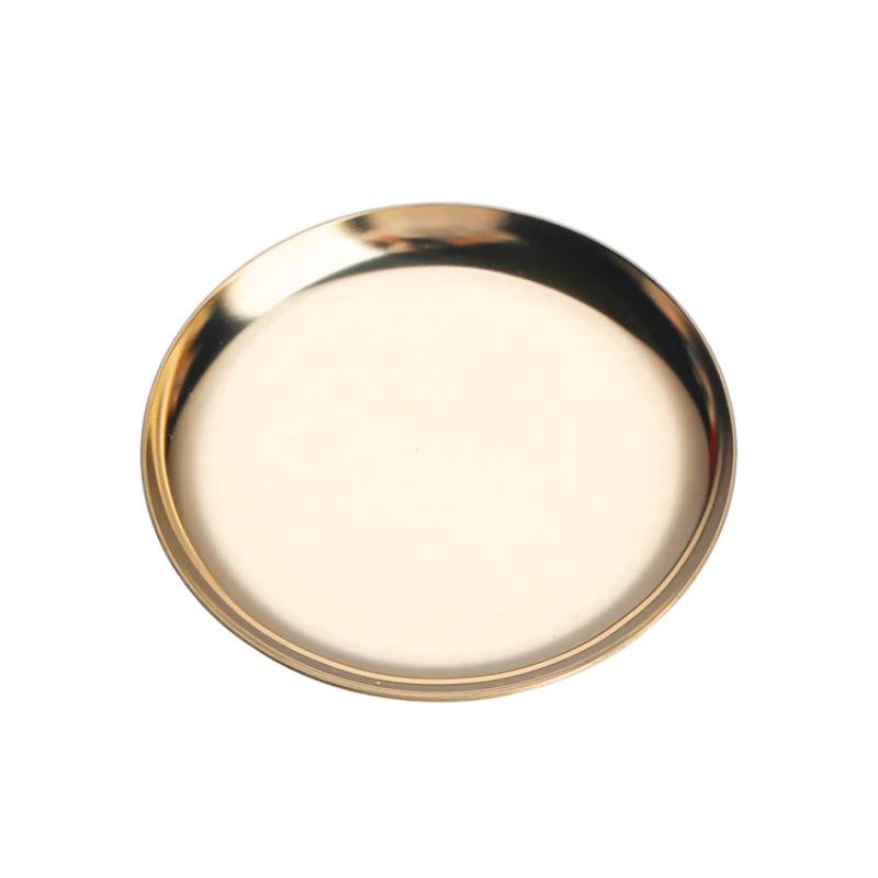 Colorful Metal Trays 10cm Round Stainless Steel Shallow Plates Vacuum Plating Jewelry Holder Desk Organizer
