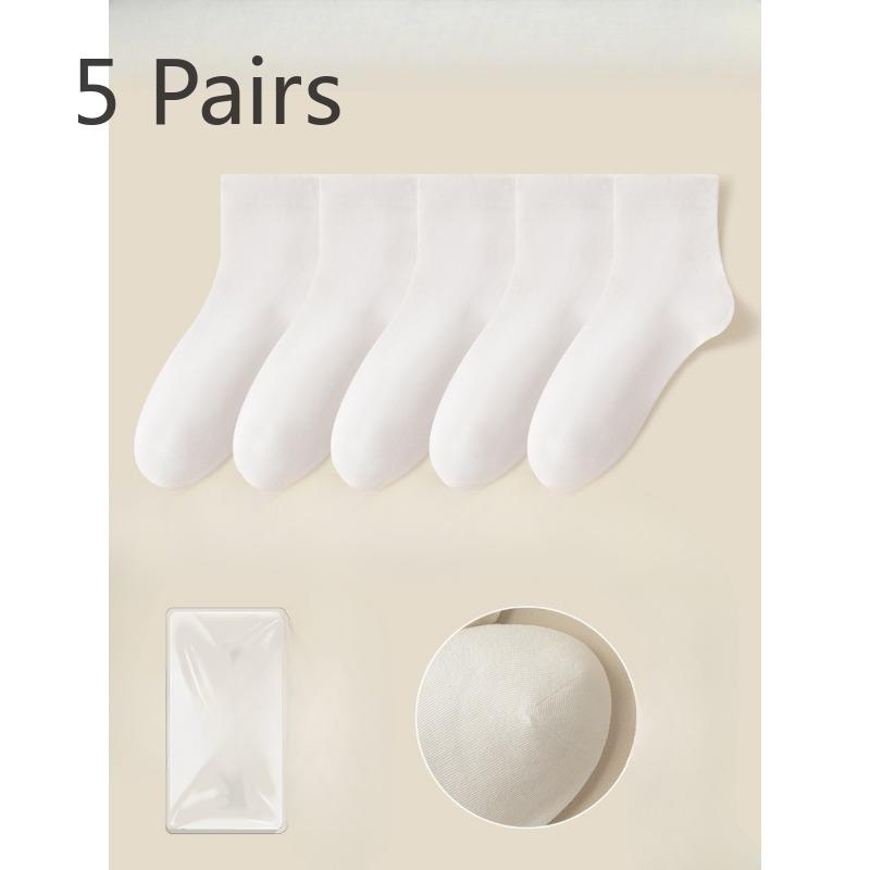 5 Pairs of Female Summer Cotton All Match Pure Color Loose Mouth Anti Bacterial Anti Odor Cotton Socks