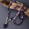 Hochwertiger Naturstein Amethyst handgefertigter geknoteter Perlenanhänger Halskette leichter Luxus handgefertigter Steinschmuck
