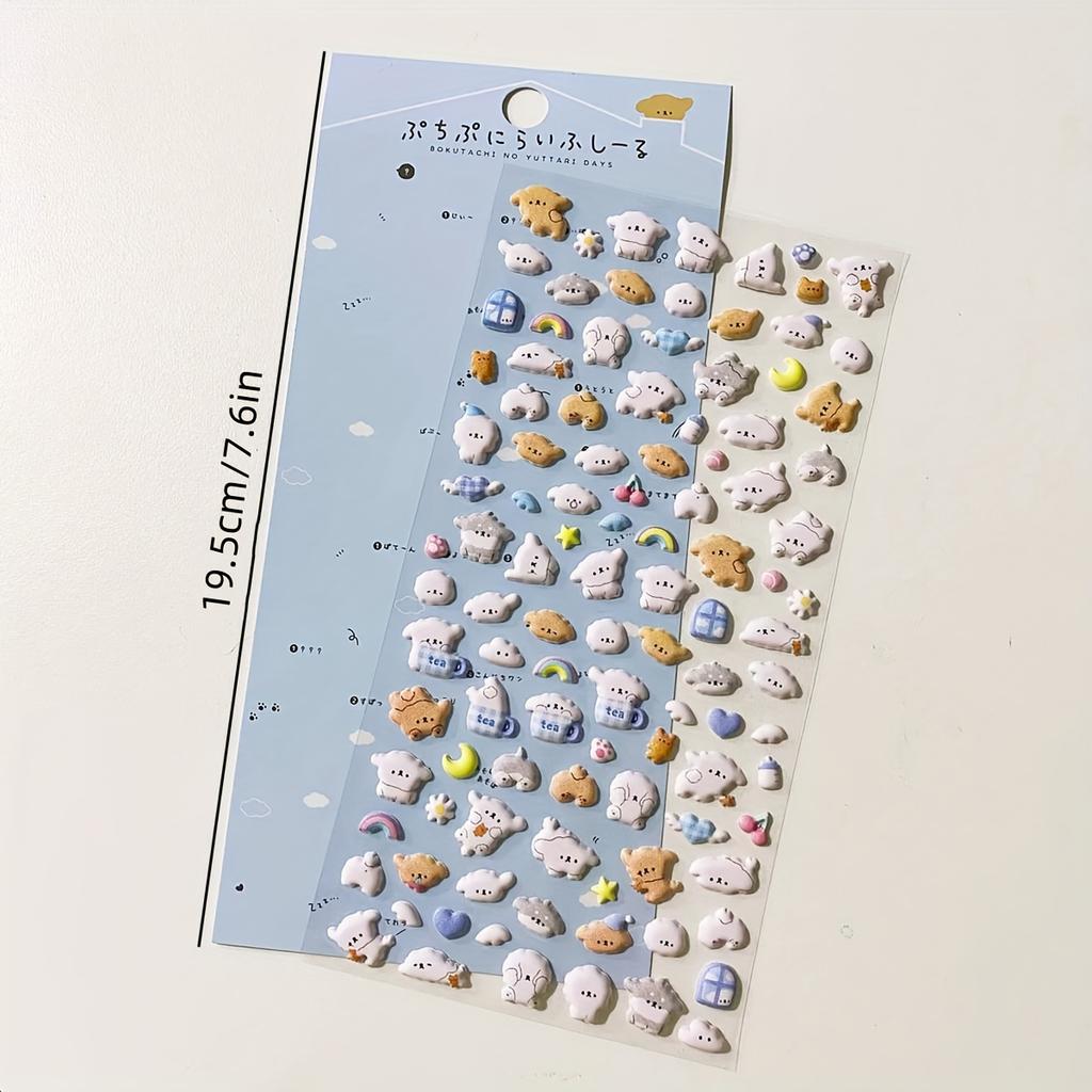 Cute Kawaii Animals 3D Bubble Stickers Durable Adhesive Funny, Aesthetic Art Stationery for DIY Journal, Laptop, Water Bottle Decoration Stickers