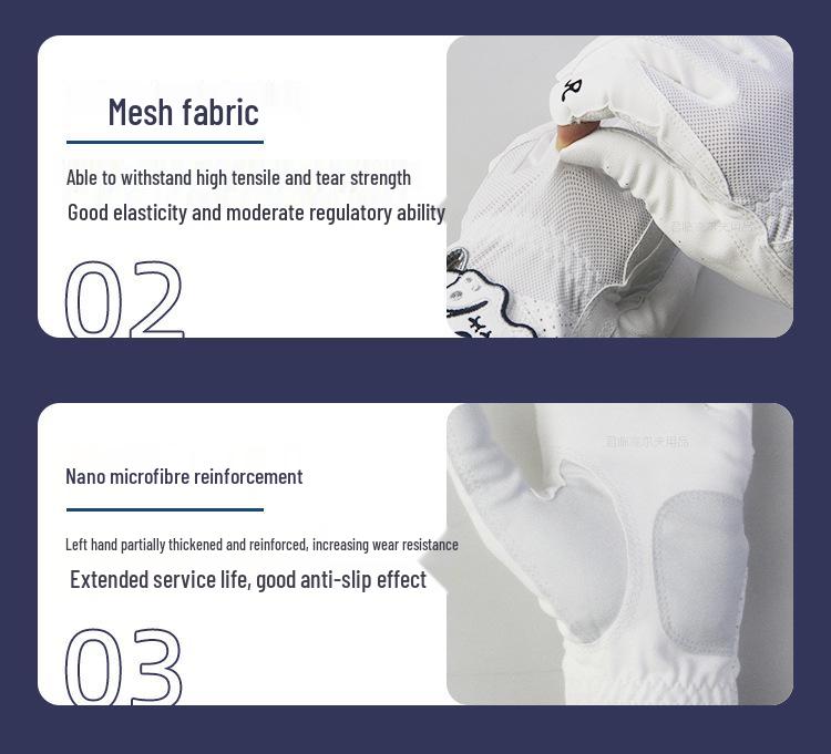 Women's Fingerless Golf Gloves with PU Palm, Mesh Back, and Nano Microfiber Reinforcement (Left Hand)