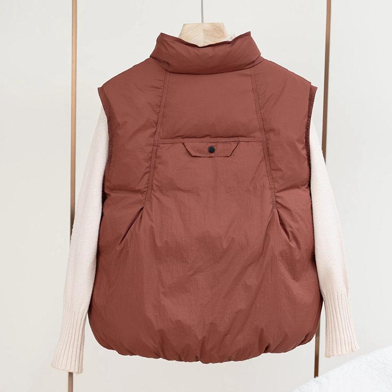 Casual Fashion Down Vest Women's 2025 Autumn and Winter Small Man Flip Cover and Thin Vest White Duck Down Vest Tide
