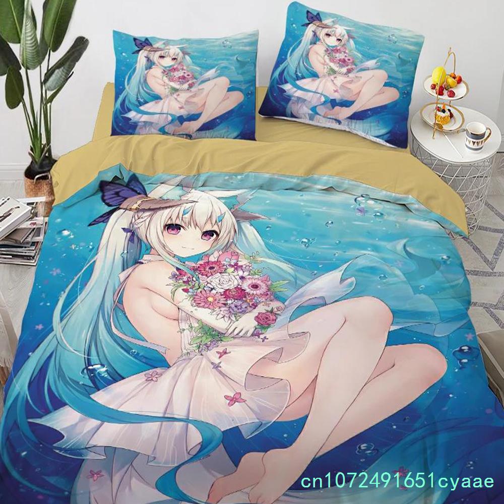 Anime Kawaii Bedding Set Japan Anime Loli Duvet Cover Set Kids Bedroom Cartoon 3D Printed Quilt Cover Bedroom Gift