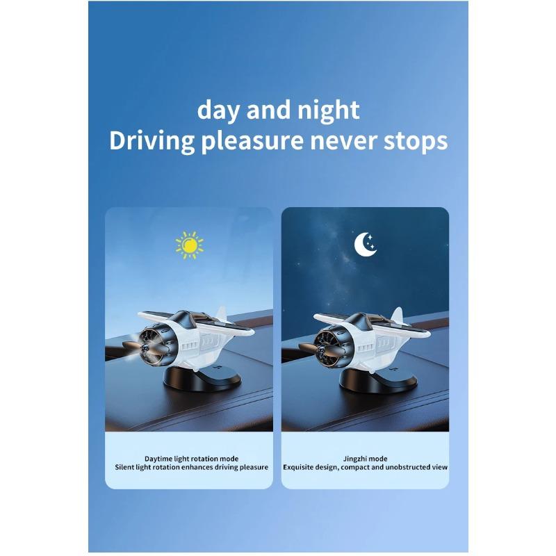 Solar Powered Airplane Shaped Car Ornaments,Dashboard Ornament Solar Powered Aircraft Model,Motion Activated Cars Interior Center Console Rotating