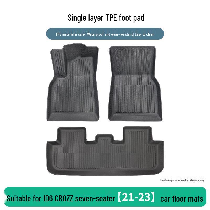 ID6 CROZZ 21-23 Seven-Seater TPE Non-Slip Floor Mats - Exquisite 3-Piece Rubber Set