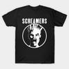Men Black Print T-shirt The Screamers Band No-Cut Transfer Paper Print Cotton Tshirt