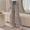 Cotton Silk Family Spring and Autumn Women's Cotton Silk Pajama Pants Wide-leg Pants Thin Artificial Cotton Can Be Worn Outside Casual Home Pants