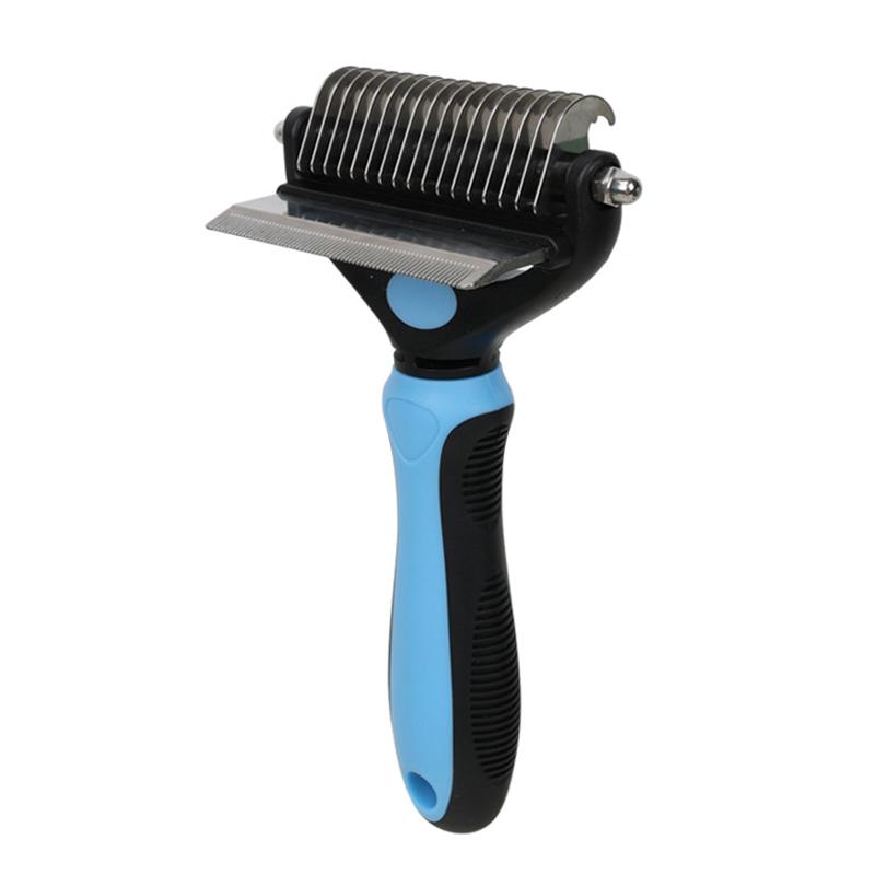 2-in-1 Professional Pet Cat Hair Remover Fur Knot Cutter Durable Stainless Pet Deshedding Brush Dogs Grooming Shedding Supplies