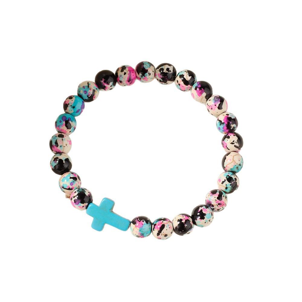 Jewelry bracelet Bohemian vacation style European and American bracelet turquoise cross rain stone beaded bracelet