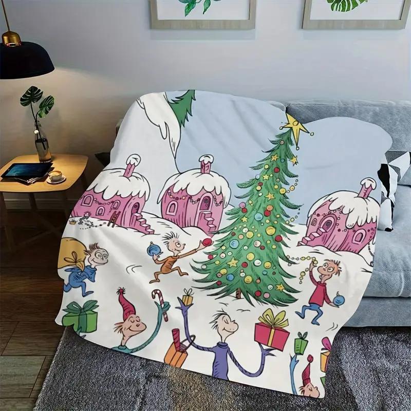 Embrace Christmas With The Cindy-Lou Who Good Flannel Printed Outdoor Blanket christmas gift gingerbread Custom blankets Size: 75*100cm, Weight: 230 GSM