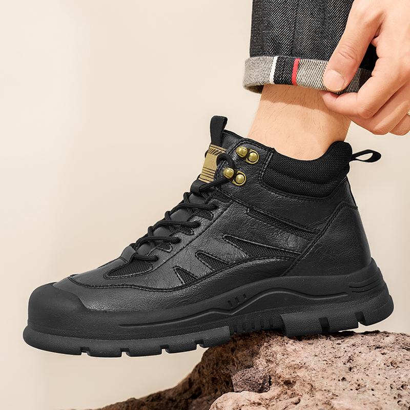 Fashion High quality New Black Autumn and winter men's boots Classic Comfort Thick Bottom Style Office outdoor leisure warm shoes