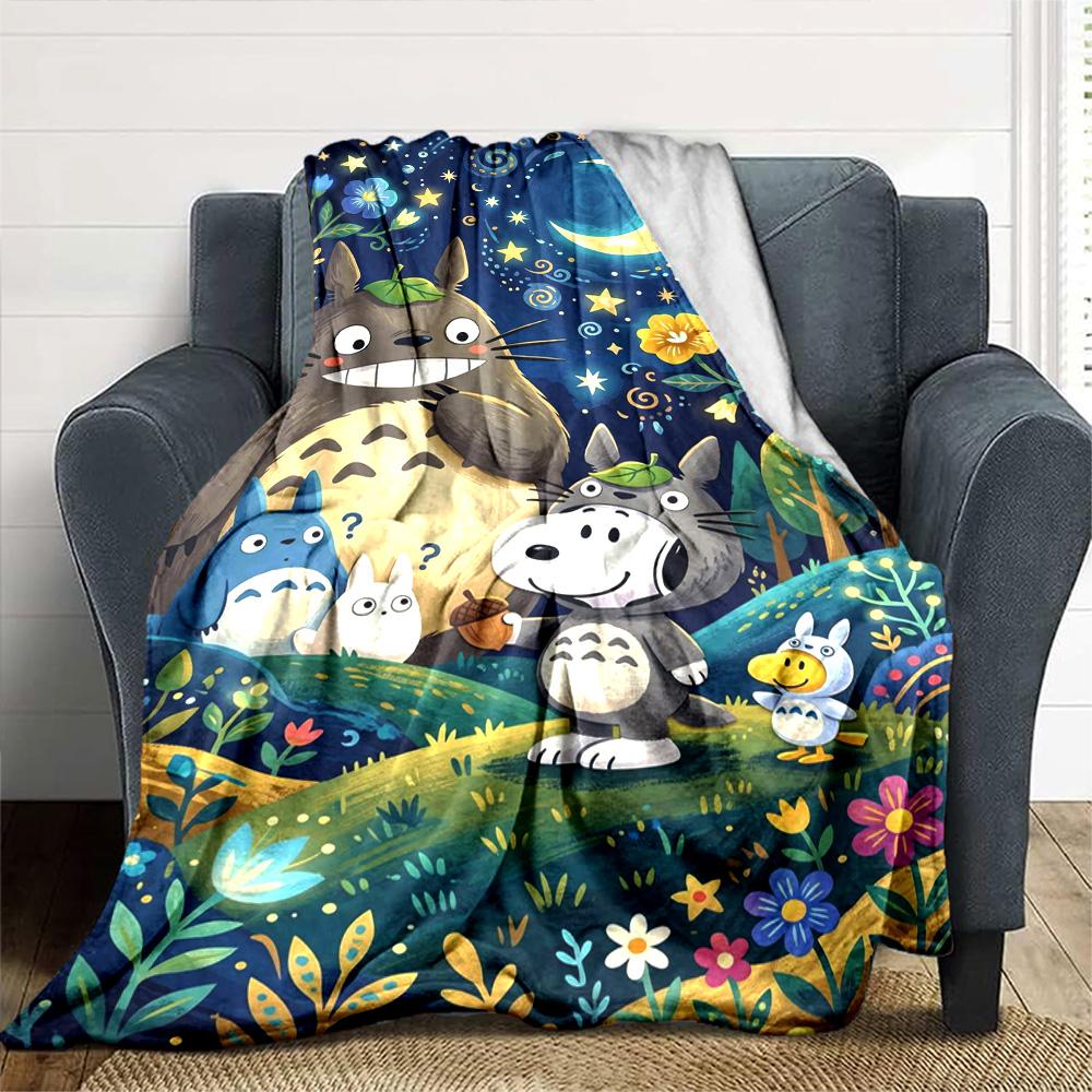 Nighttime Forest Friends Flannel Blanket Super Soft Warm Cozy Blanket For Sofa Bed Office Travel Allseason Home Decor Gift