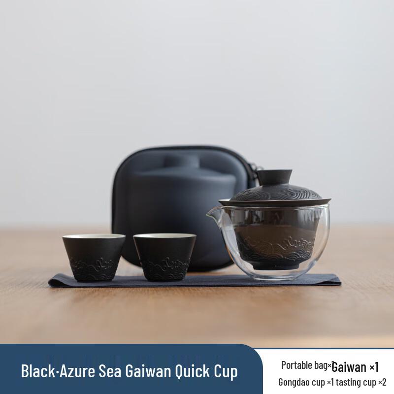 Sea Wave Portable Ceramic Tea Set