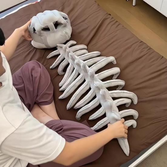 Realistic Dinosaur Skeleton Costume Set Adult Dinosaur Skull Headpiece And Spine Attachment 3D Halloween Cosplay Outfit