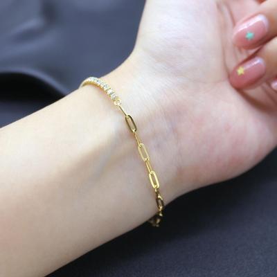 Brățară cu lanț tip cutie din argint sterling S925 cu zirconiu încrustat - Stil simplu și elegant