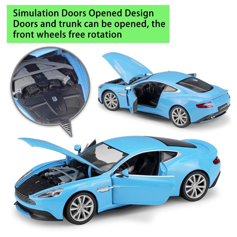 1/24 Maßstab WELLY Aston Martin Vanquish Legierungsautomodell Druckguss Metallspielzeugfahrzeuge Automodell Hohe Simulationskollektion Kindergeschenke