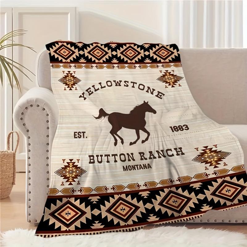 Morbida Leggera Vintage Southwestern Coperta Plaid Stampa Cavallo Yellowstone Stagione Unica Duratura Comfort Regalo Coperte