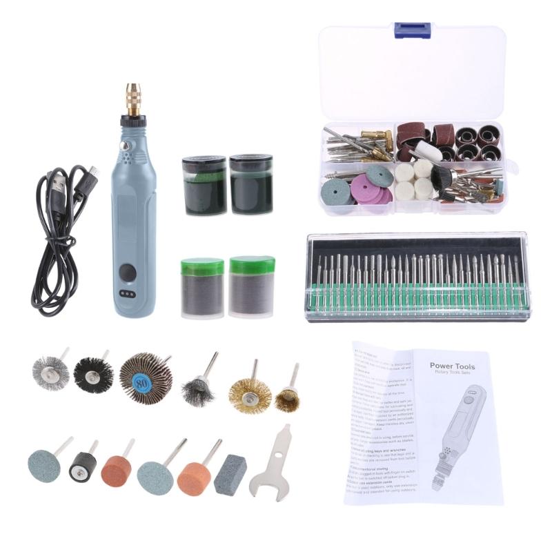 

190Pcs Cordless Rotary Tool Set,3.7V USB Charging Variable Speed Power Tool for Carving, Polishing, Sanding сірий