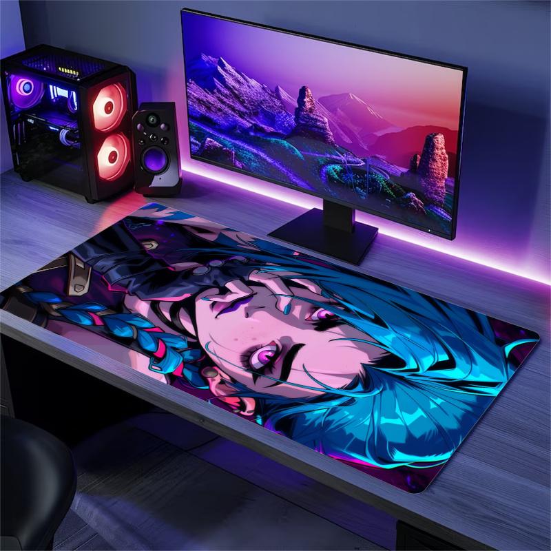 Jinx Mouse Pad, Large Gaming Desk Mat, Non-slip XXL Mousepad for Laptop & Tablet, Mini PC Playmat with Stitched Edges