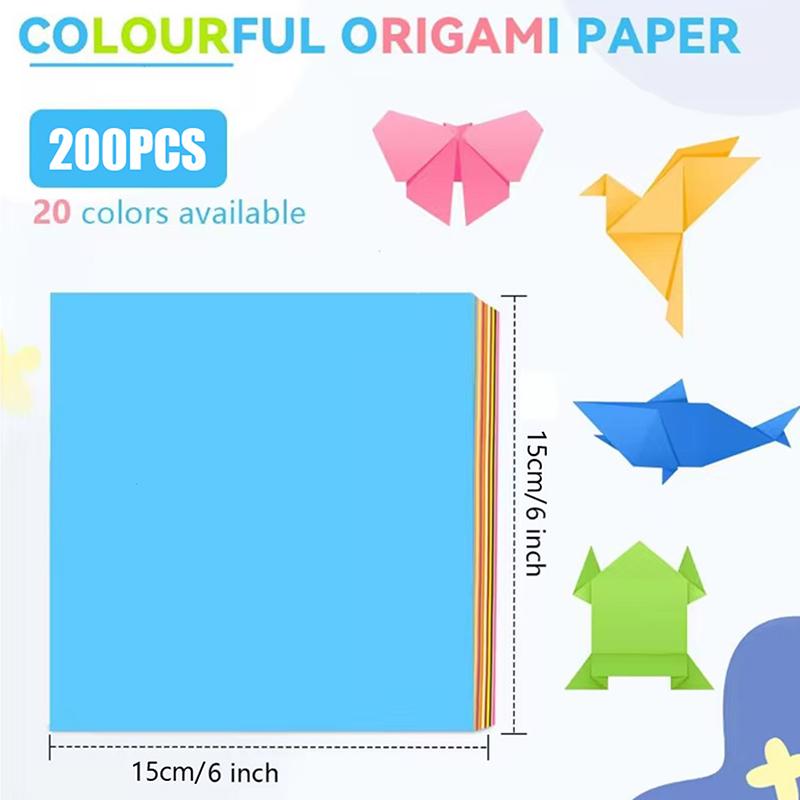 200 Stück Quadratisches Origami-Papier-Set zum Falten von Papier 20 Farben Kinderbasteln Kran Bunte Papiere Konfetti Quadratisches Falten Doppelseitig
