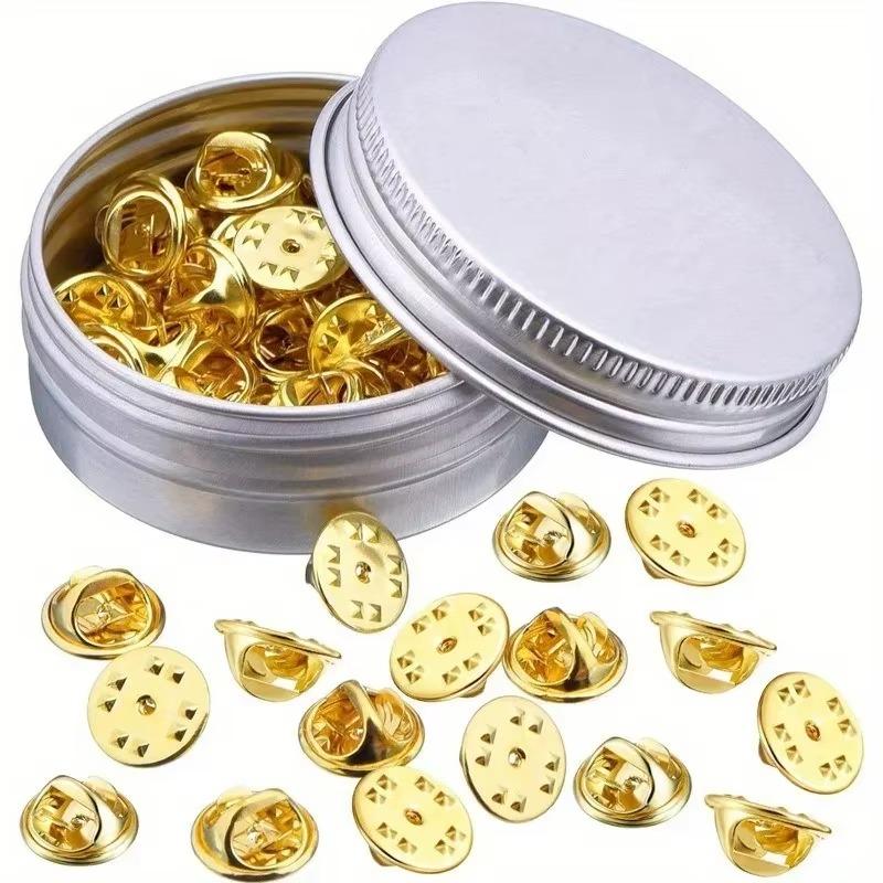 50pcs Copper Badge Butterfly Cap Buckle Needle Card Cap Brooch Clutch Tie Pin Cuff Pin DIY Jewelry Pin