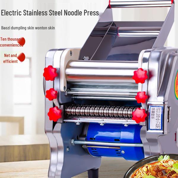 Hongchao Electric Noodle Press: Small Stainless Steel Automatic Machine for Household & Commercial Dough Rolling.
