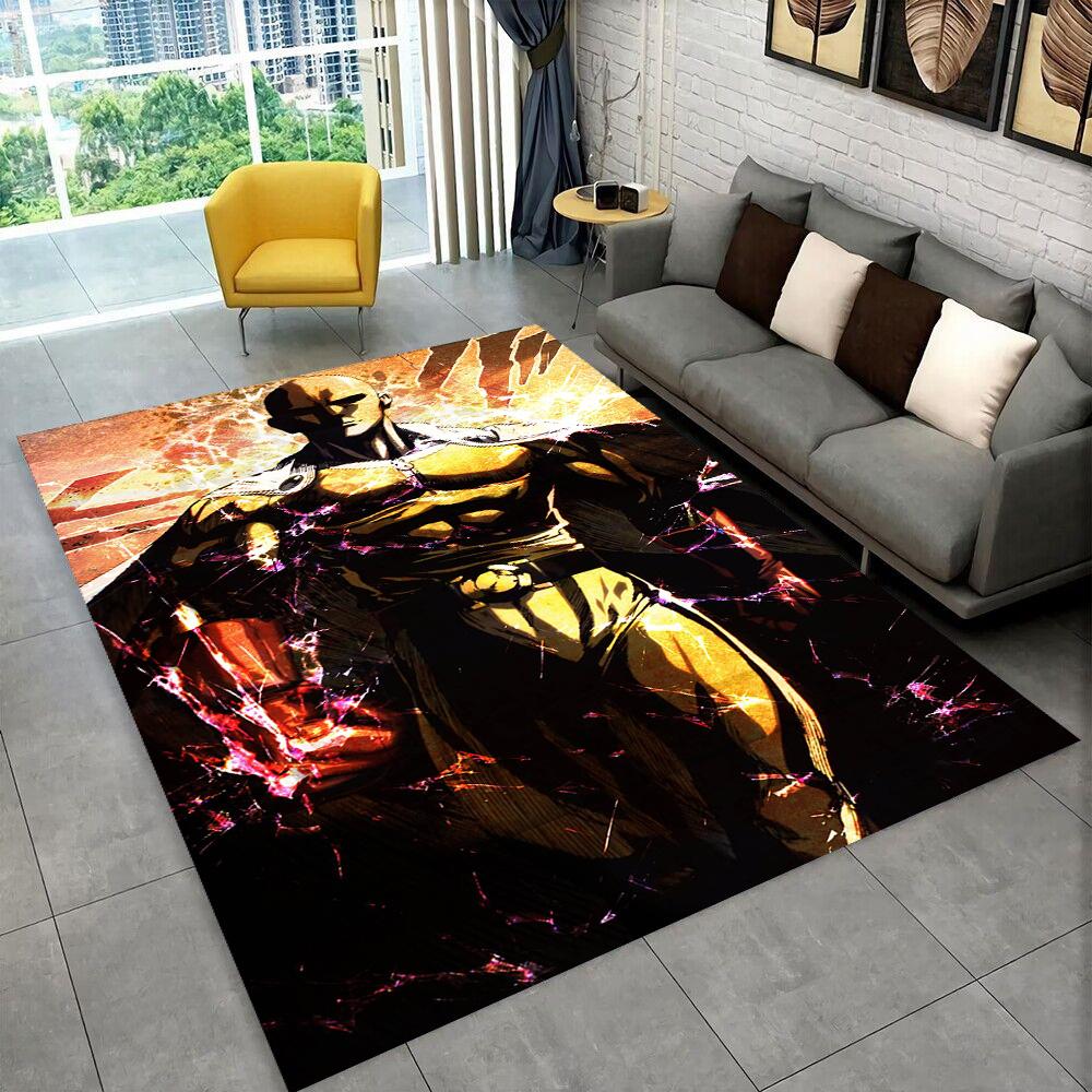 3D One Punch Man Saitama Cartoon Anime Teppich für Wohnzimmer Schlafzimmer Zuhause Sofa Dekoration, Kinder Spiel Rutschfeste Bodenmatte