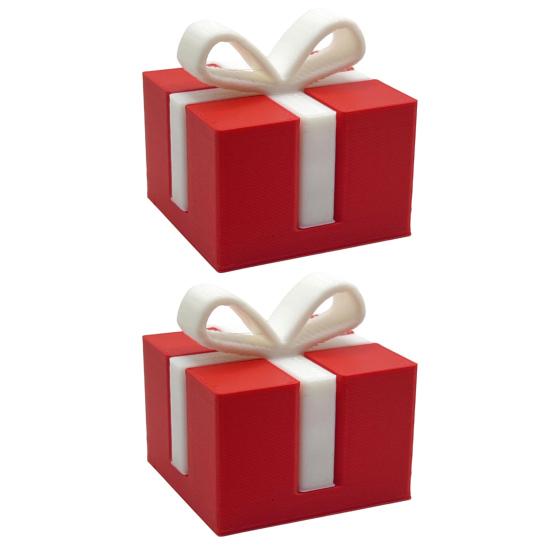 

1/2/3 шт. Мини Рождественская подарочная коробка Фигурка 3D печать Белый бант Красная подарочная коробка Праздничная вечеринка Украшение для дома офиса для рабочего стола 2pcs