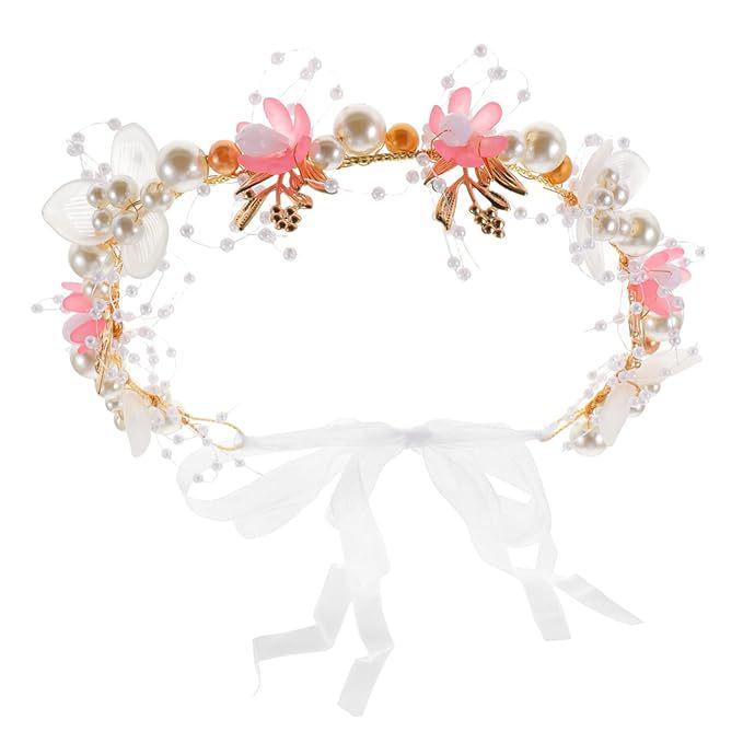 Children's Handmade Sweet Floral Pearl Headband for Performances