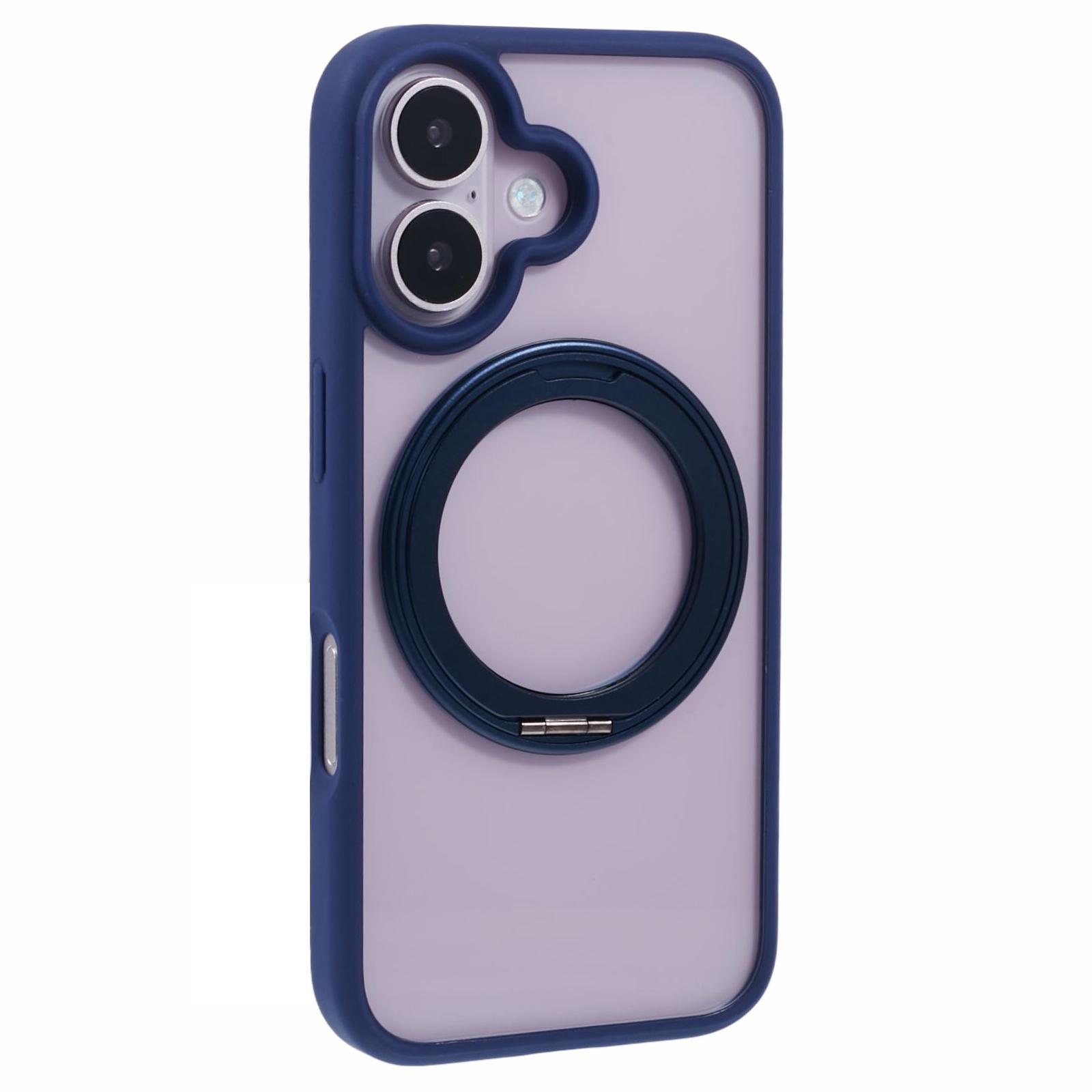 

For iPhone 16 Case Built-In Kickstand PC+TPU Phone Cover Rotate Ring Holder