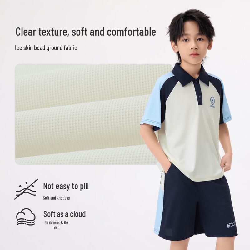 Xiaoyinman Boys' Color Block Raglan Polo Two-Piece Set