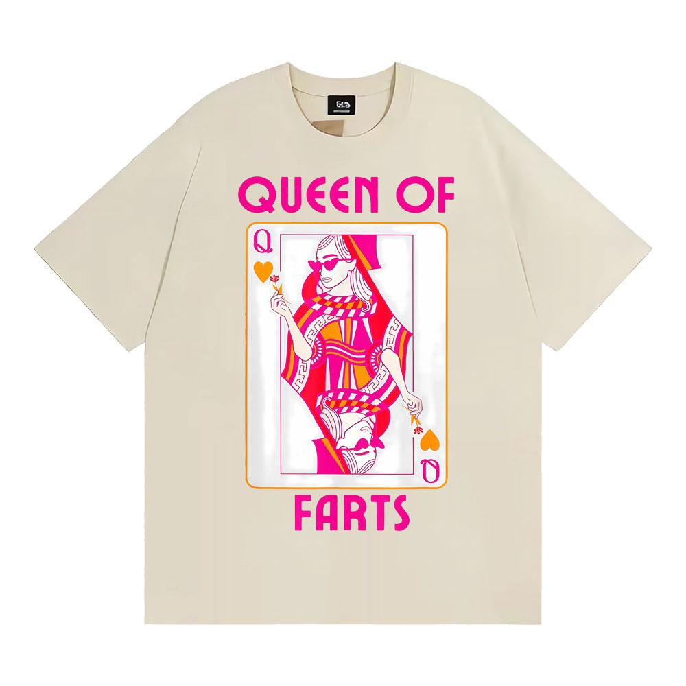 

Queen of Farts Playful Graphic T-shirts Unisex Women Retro Hip Hop Street Classic Casual T Shirt Summer Oversized Crewneck T Shirts 4XL