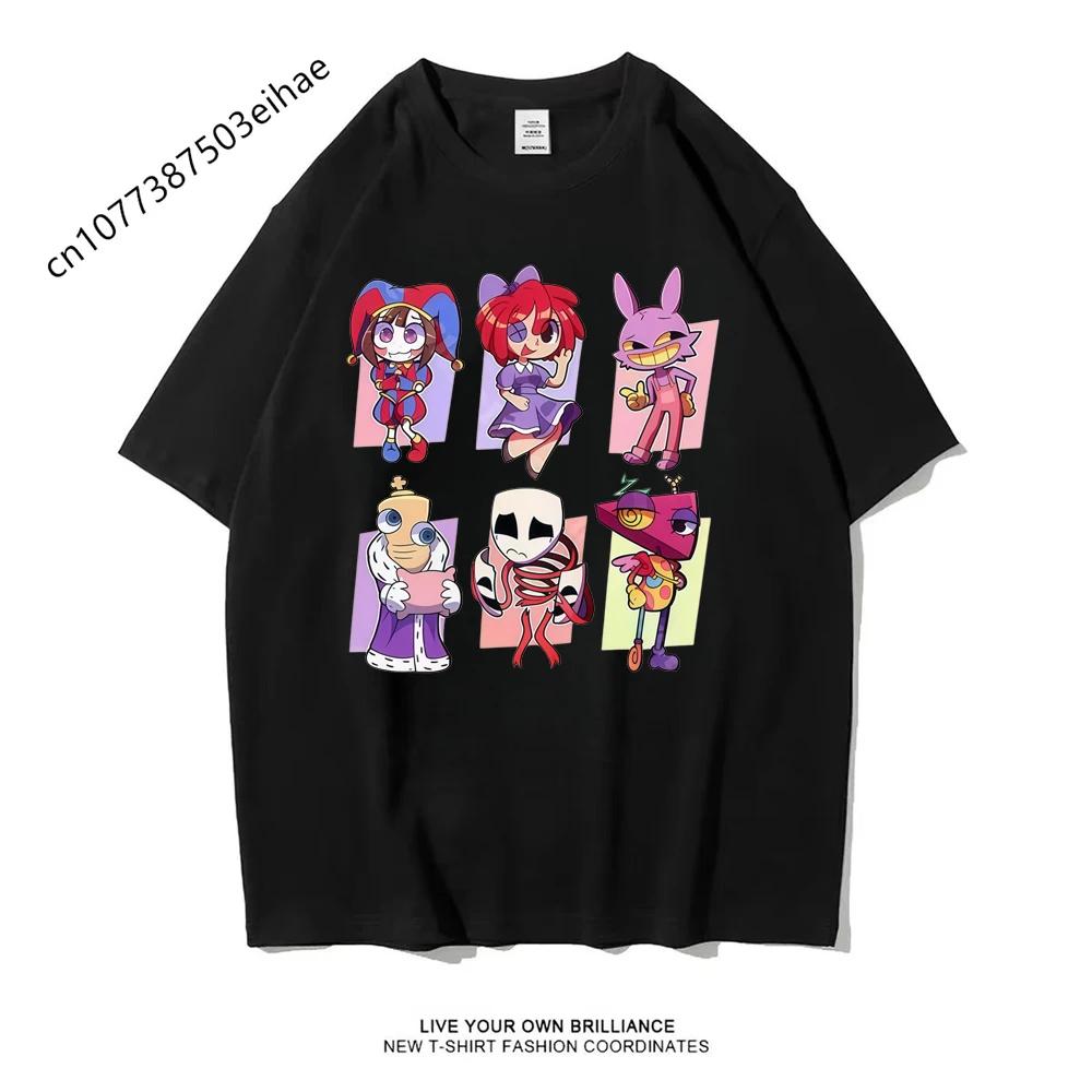 La Fantastica T-shirt Grafica del Circo Digitale Pomni Jax per Adulti e Bambini Universale Poliestere Y2K Streetwear Manica Corta Top Quotidiani