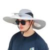 Fan Hat Wide-Brimmed Outdoor Hat with Dual-Power Fan Design Solar USB Charging Hiking Cycling Fishing Sun Hat