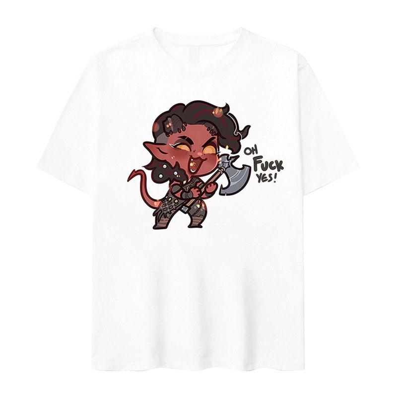 T-shirt Graphique Drôle Karlach Baldur's Gate 3 Hommes Femmes Mode Col Rond Manches Courtes T-shirts Décontracté 100% Coton T-shirt Surdimensionné