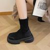 Retro British Style Shows Feet, Small Platform Martin Boots for Women, Autumn and Winter 2025 New Thick Heel Heightening Sleeve Short Boots for Women
