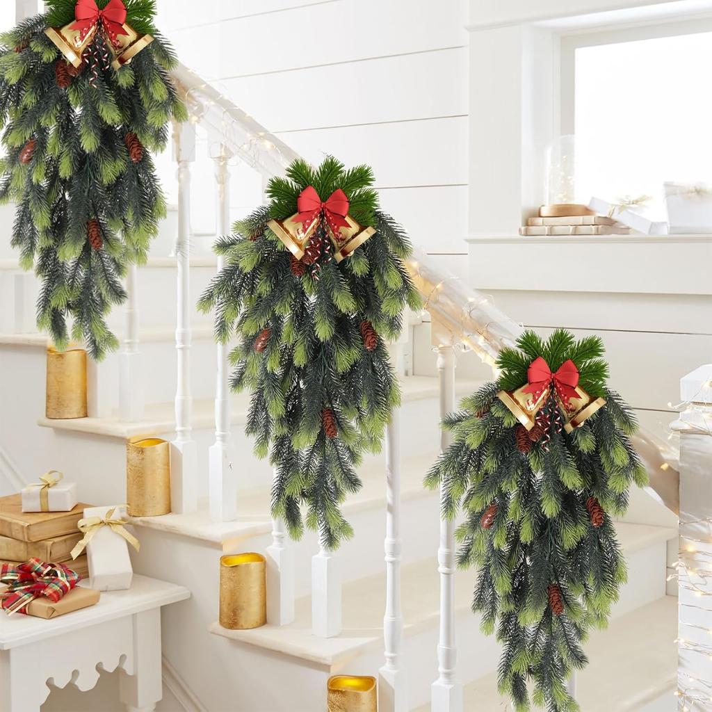 Weihnachtsbaum Hängepflanzen Tränentropfenförmige Weihnachts-Wanddekoration Festival Dekorative Pflanze Hohe Qualität Für Treppengeländer