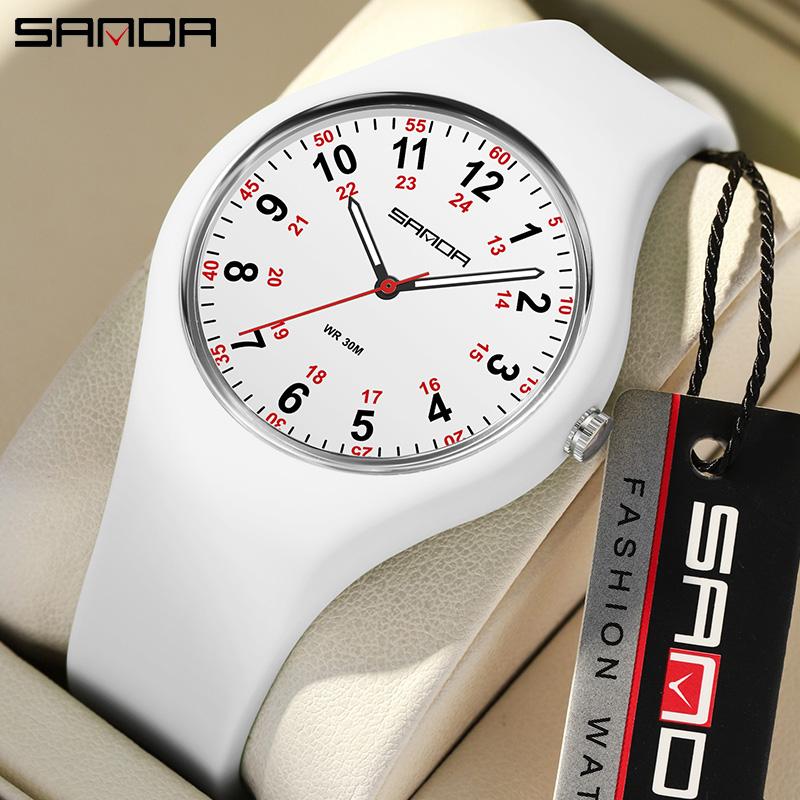 SANDA Minimalist Fashionable Student Sports Waterproof Silicone Quartz Watch Boy Girl Casual Clock Children Gifts