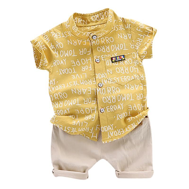 Summer Baby Boys Casual Kortermet Letter Print T-skjorte Topper+Shorts kostymesett
