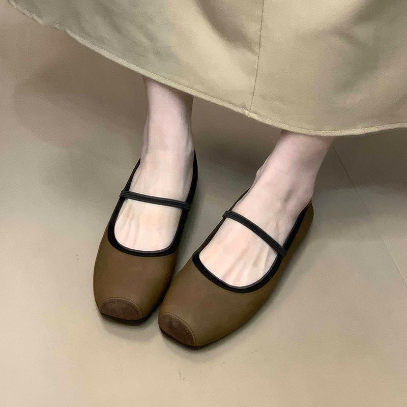 MUKEKe square head shallow mouth single shoes women's autumn 2025 autumn new niche design commuter temperament flat women's shoes
