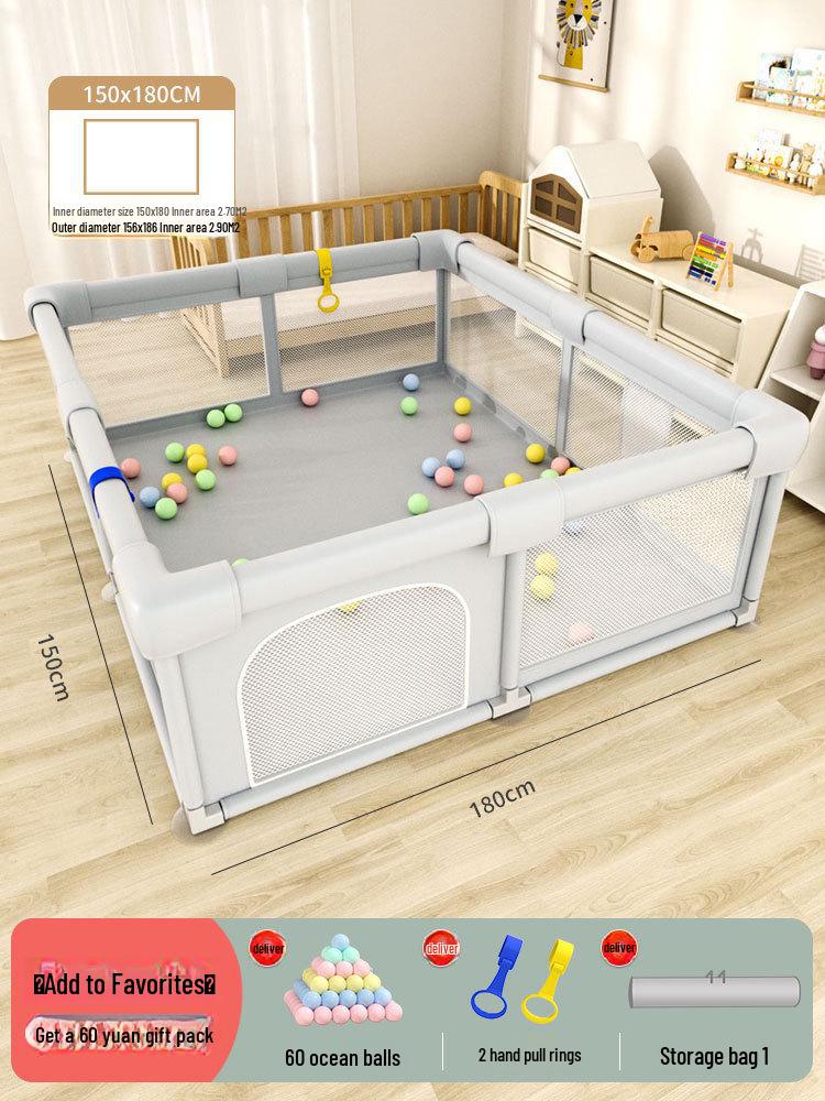 Baby Play Fence with Crawling Mat and Guardrail for Toddlers