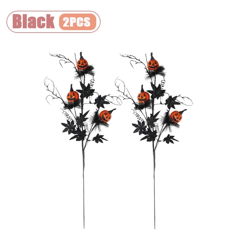 Terror Black Pumpkin Flower Bouquet for Halloween Party Decoration Creepy Branch Floral Arrangement for Home Haunted House Decor