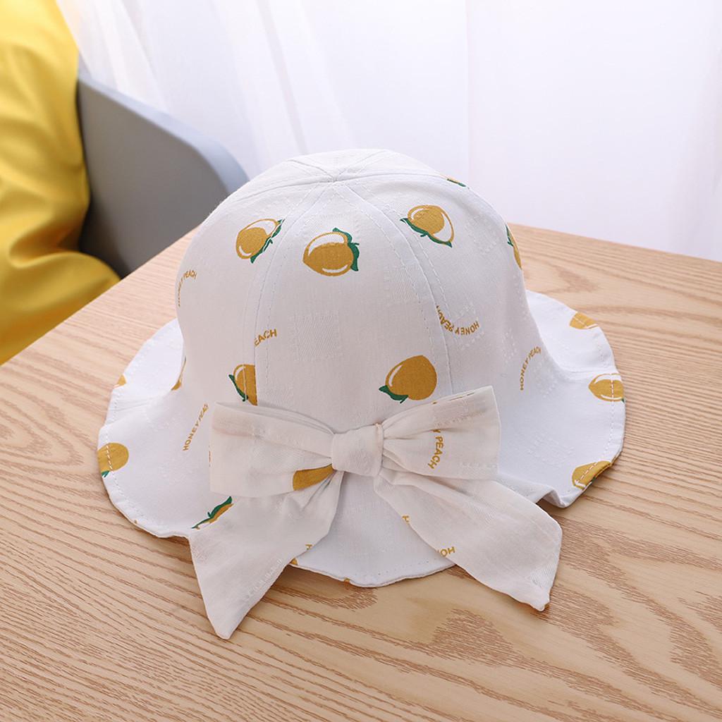 

Kids Summer Bow Fruit Sun Princess Bucket Hat Sunscreen Cap білий