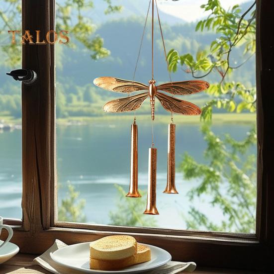 Vintage Dragonfly Wind Chime Weather-proof Indoor Outdoor Garden Patio Metal Dragonfly Hanging Wind Bell Decoration Ornament