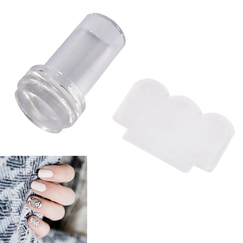 Fashionable Transparent Silicone Nail Polish Transfer Stamper & Scraper Set Manicure Tool