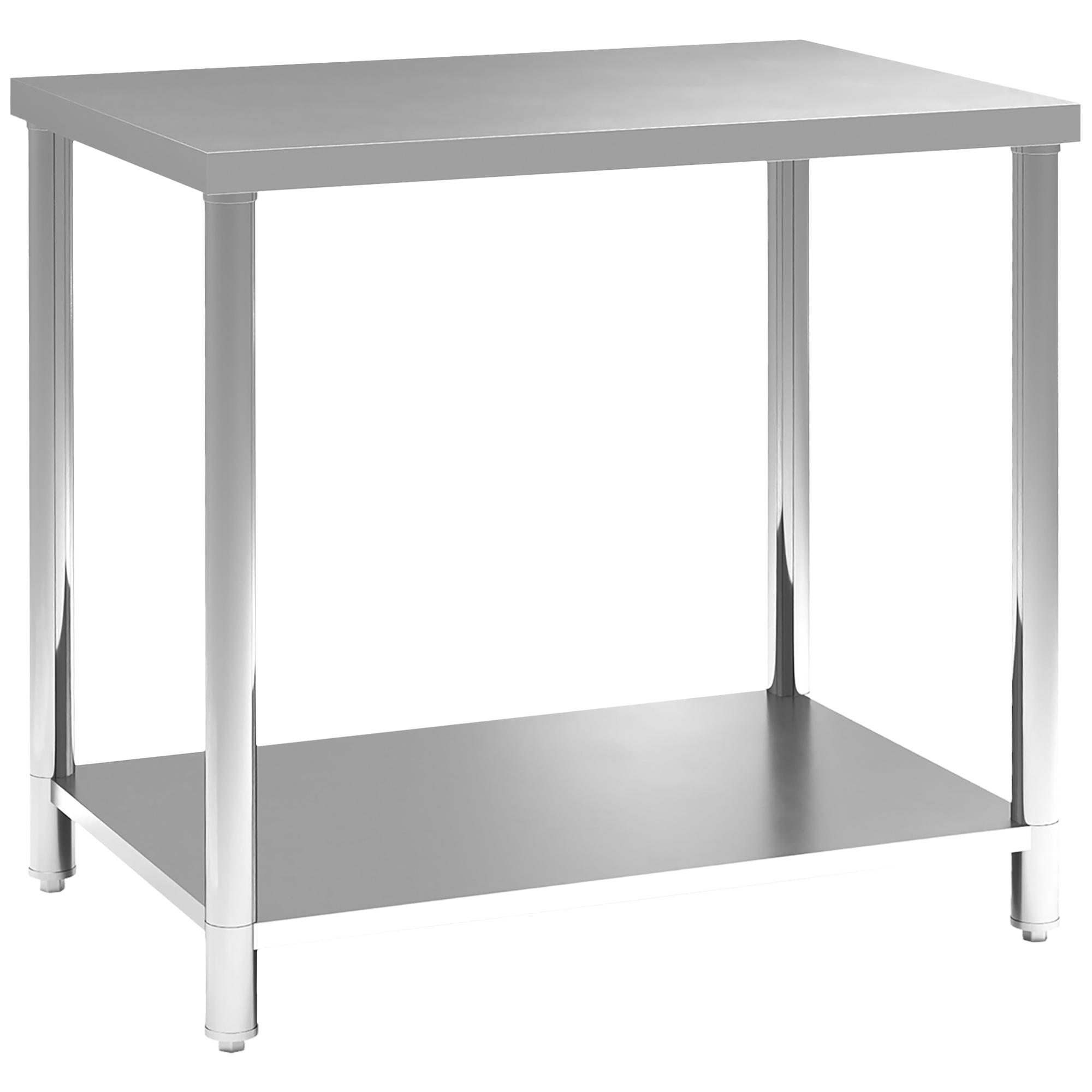 Stainless steel work table 2 shelves