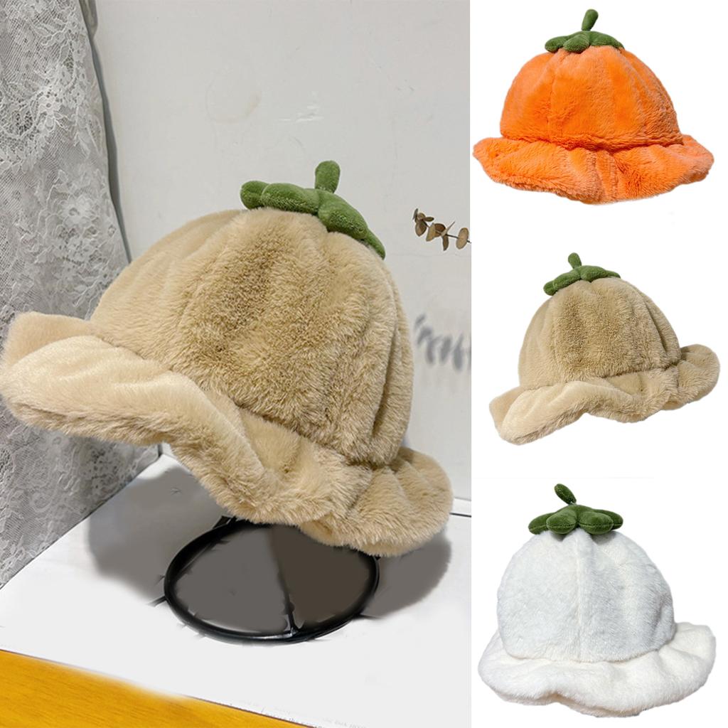 Girls Bucket Hat Fisherman Hat with Eggplant Persimmon for Vacations Photo Props Headpiece Thicken Hat Headgear