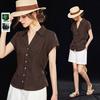 Elegant Tencel Linen Pleated Women's Shirt